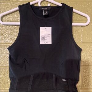 Forever 21 Black Fitted Crop Tank Top